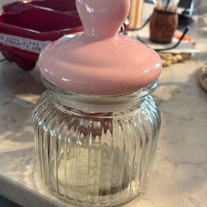 Glass Jar with Pink Lid